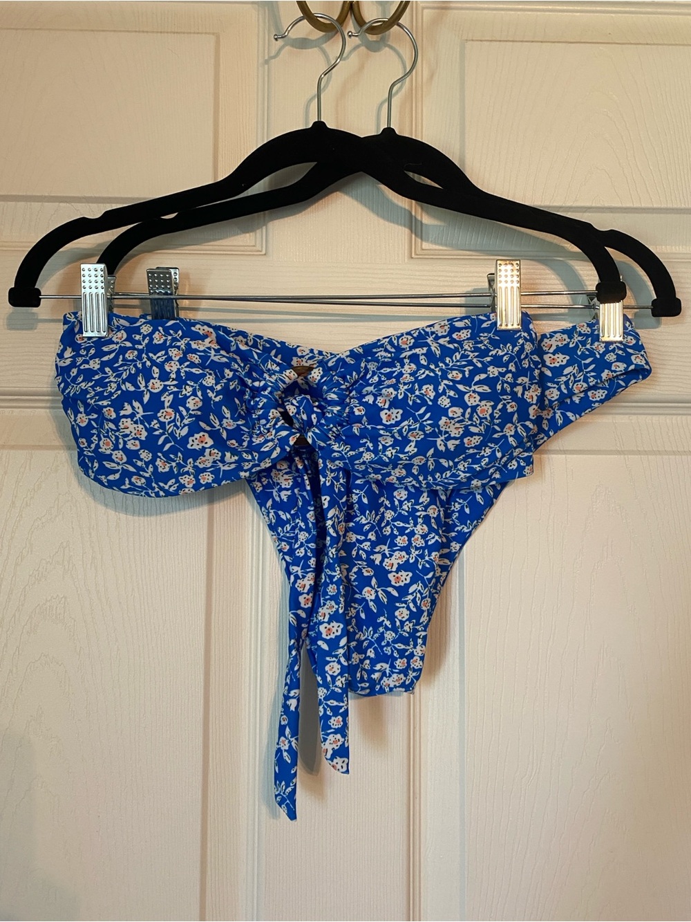 Blue Floral Strapless Bikini Set